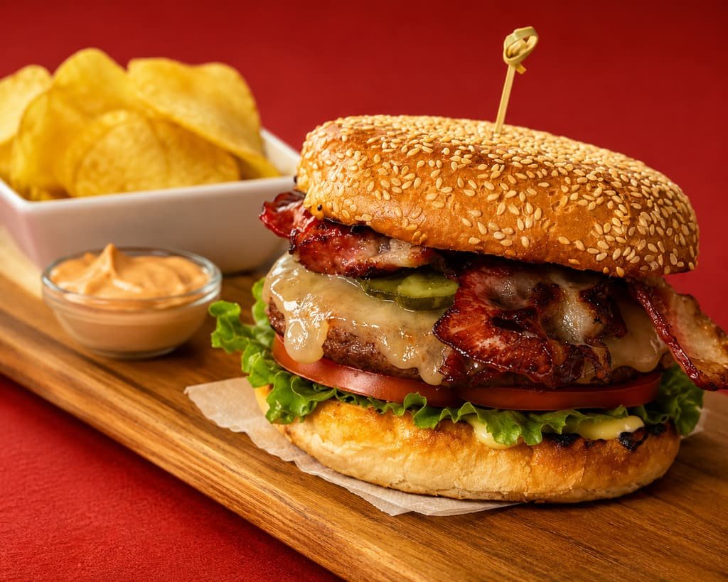 Bacon cheeseburger, After