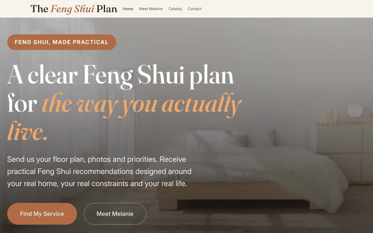 The The Feng Shui Plan website on a desktop screen.