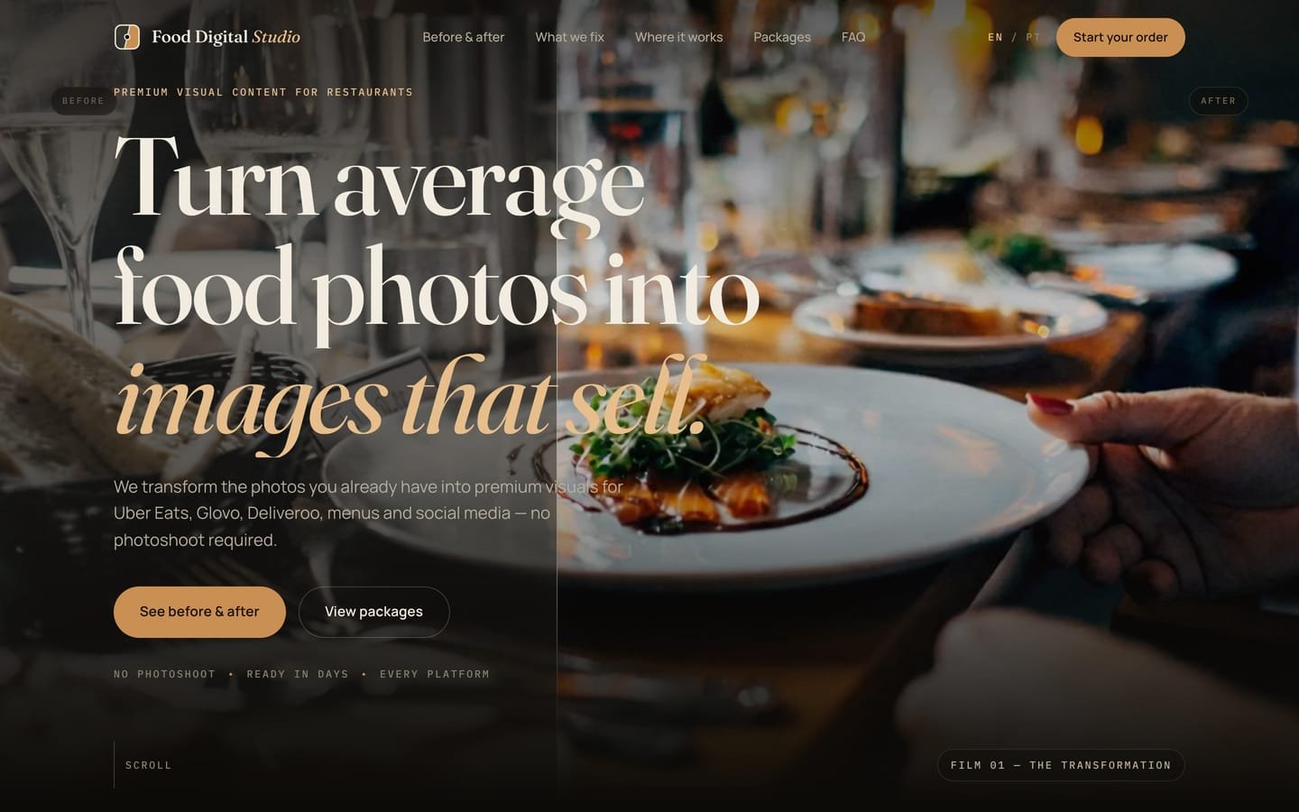 The Food Digital Studio website on a desktop screen.