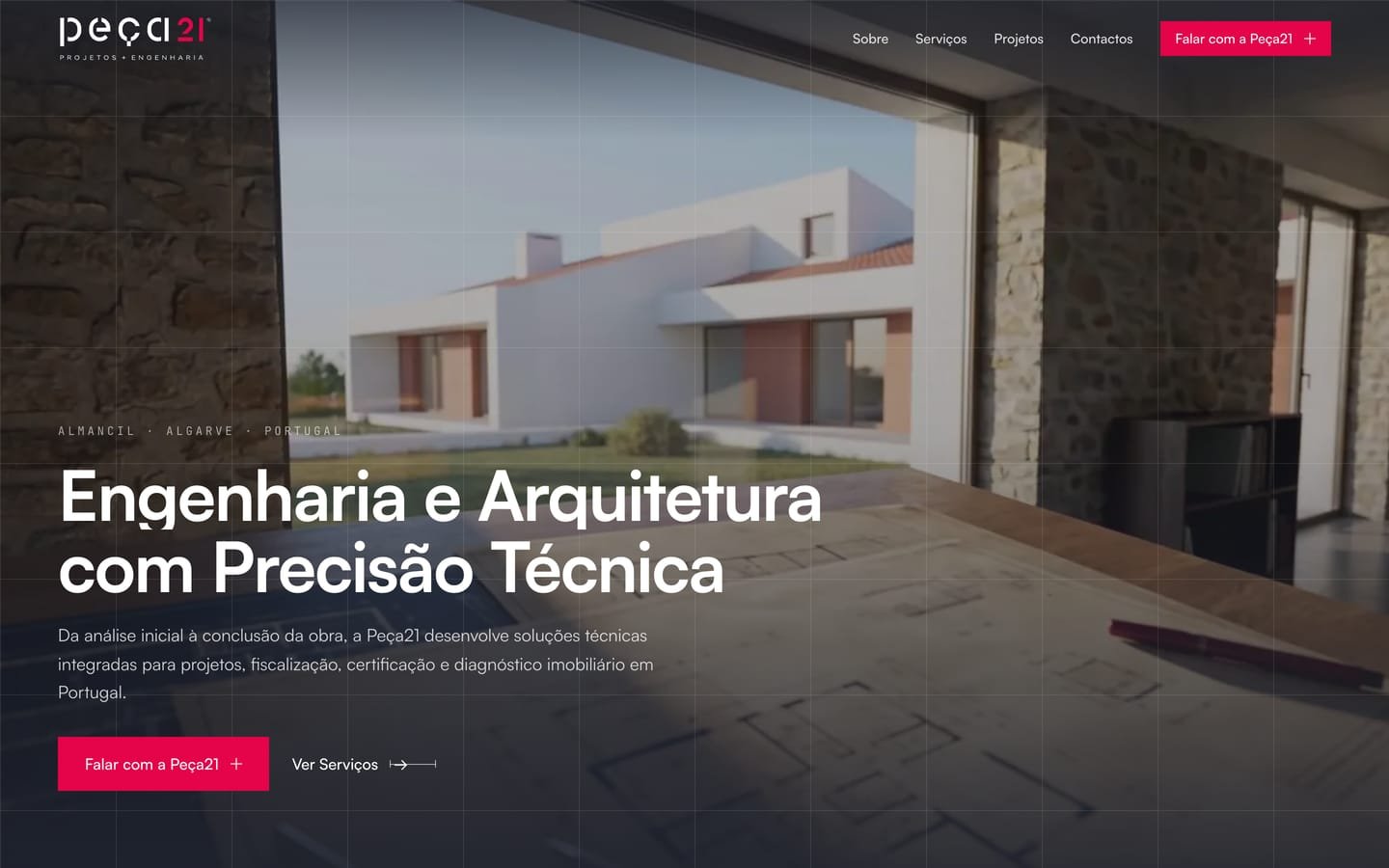 The Peça21 website on a desktop screen.